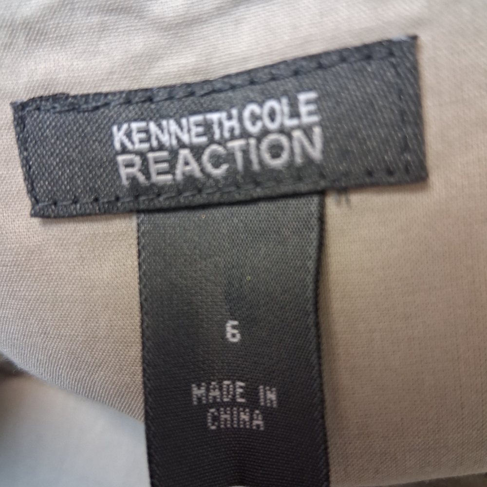 Kenneth Cole Reaction Shimmering Silver Metalic Obobe Knee  Midi Dress Sz 6 - Picture 3 of 16